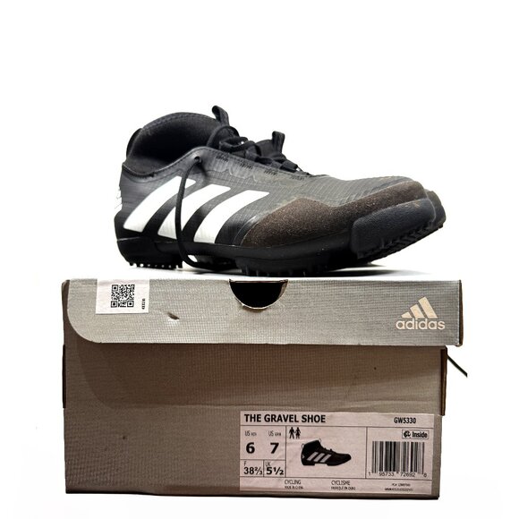 Adidas The Gravel Shoe Cycling Shoes Black White SPD Cleats Size M6/W7 (GW5330) - Picture 1 of 8